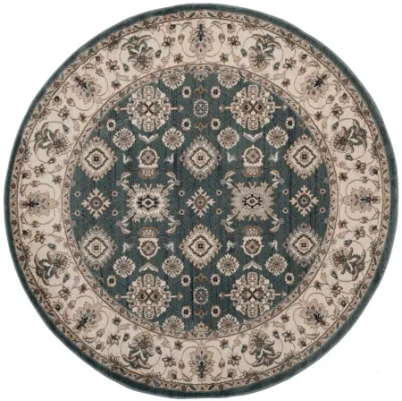 Sussex Area Rug Round in Teal / Cream by Safavieh