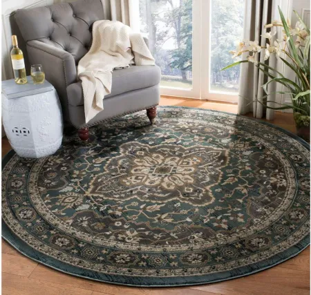 Mortimer Area Rug Round in Teal / Gray by Safavieh