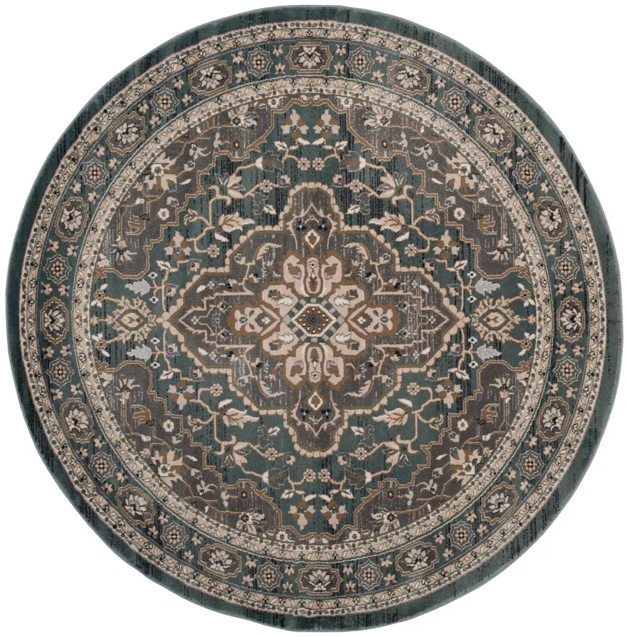 Mortimer Area Rug Round in Teal / Gray by Safavieh