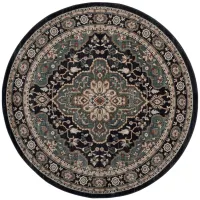Mortimer Area Rug Round in Anthracite / Teal by Safavieh