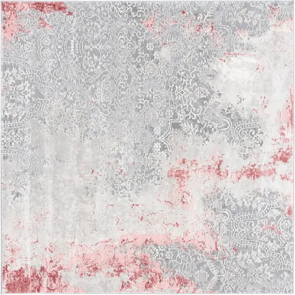 Garett Square Area Rug in Light Gray; Pink by Safavieh