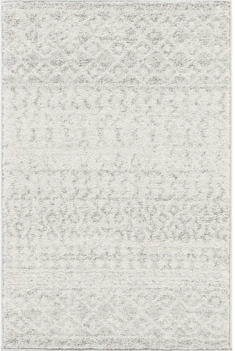 Elaziz Area Rug in Light Gray, Medium Gray, White by Surya