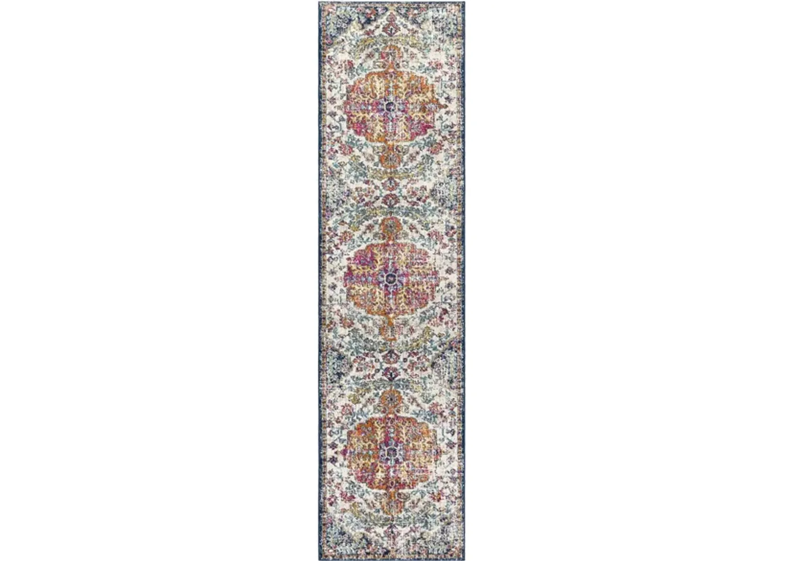 Harput Rug in Aqua, White, Bright Red, Bright Yellow, Burnt Orange, Bright Pink by Surya