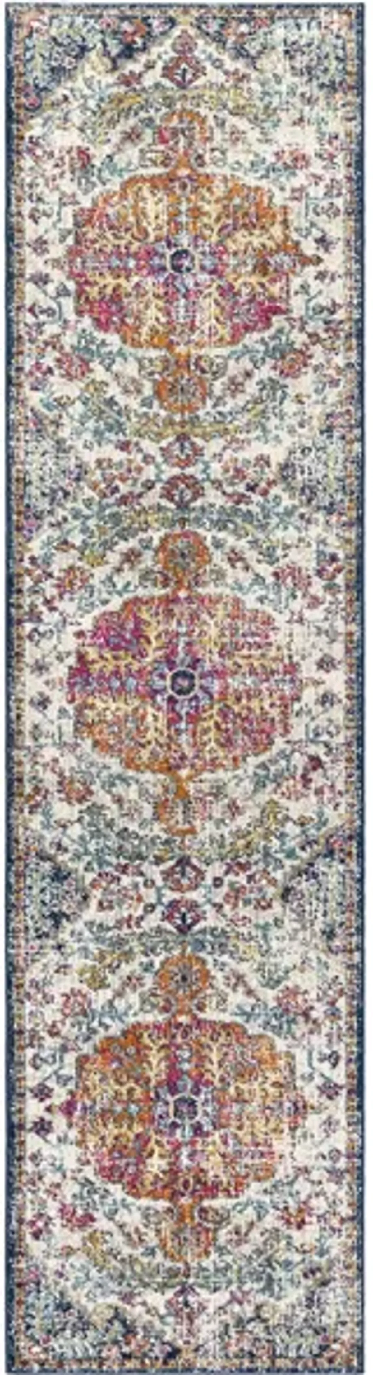 Harput Rug in Aqua, White, Bright Red, Bright Yellow, Burnt Orange, Bright Pink by Surya