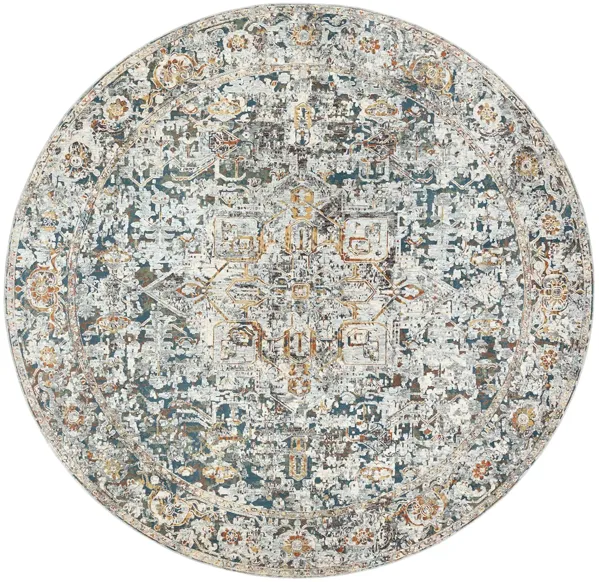 Presidential Gypsy Rug in Pale Blue, Bright Blue, Medium Gray, Peach, Ivory, Butter, Burnt Orange, Lime, Charcoal by Surya