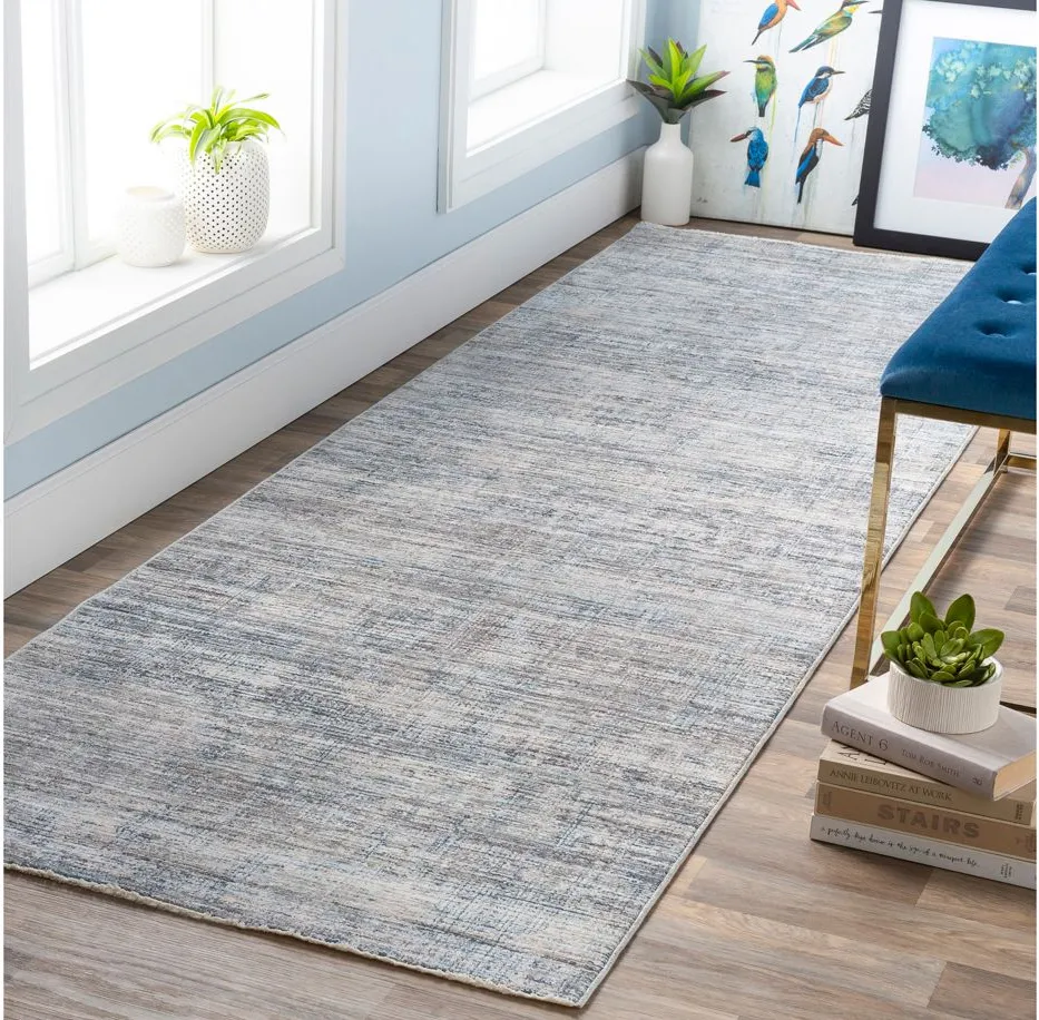 Presidential Striated Rug in Medium Gray, Charcoal, Ivory, Butter, Pale Blue, Bright Blue, Lime, Peach, Burnt Orange by Surya