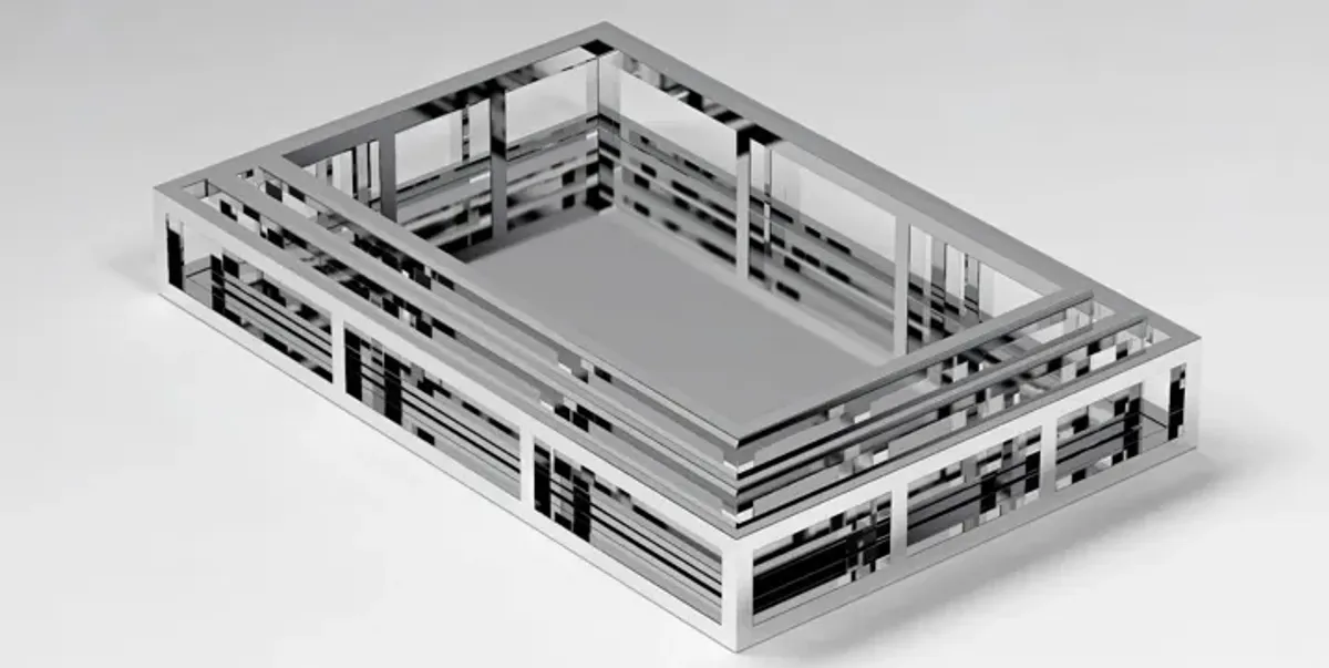 Rectangular Steel Mirrored Nesting Trays