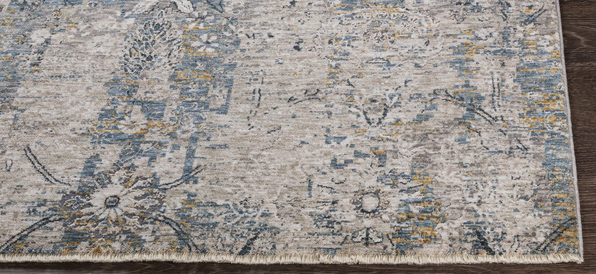 Caerdyf Filnt Area Rug in Camel, Wheat, Blue by Surya