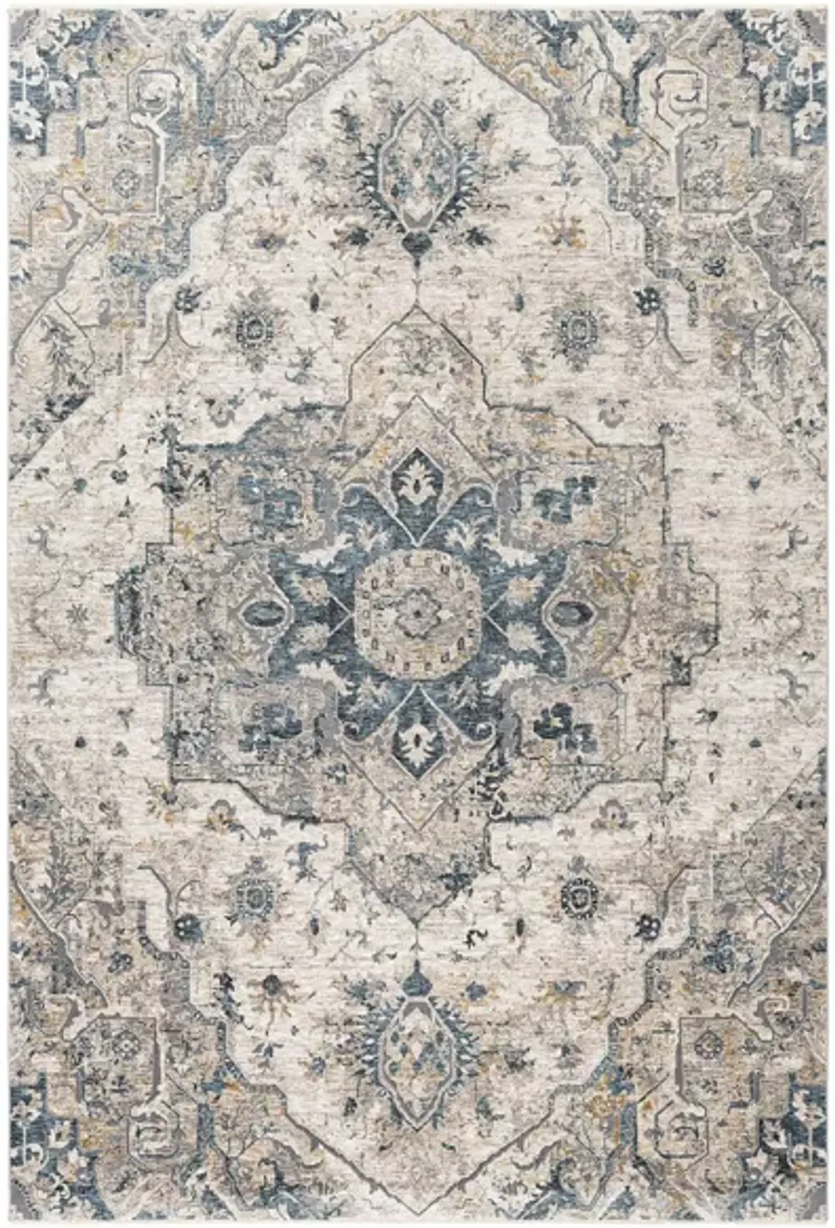 Caerdyf Shotton Area Rug in Teal, Ivory, Gray, Camel by Surya