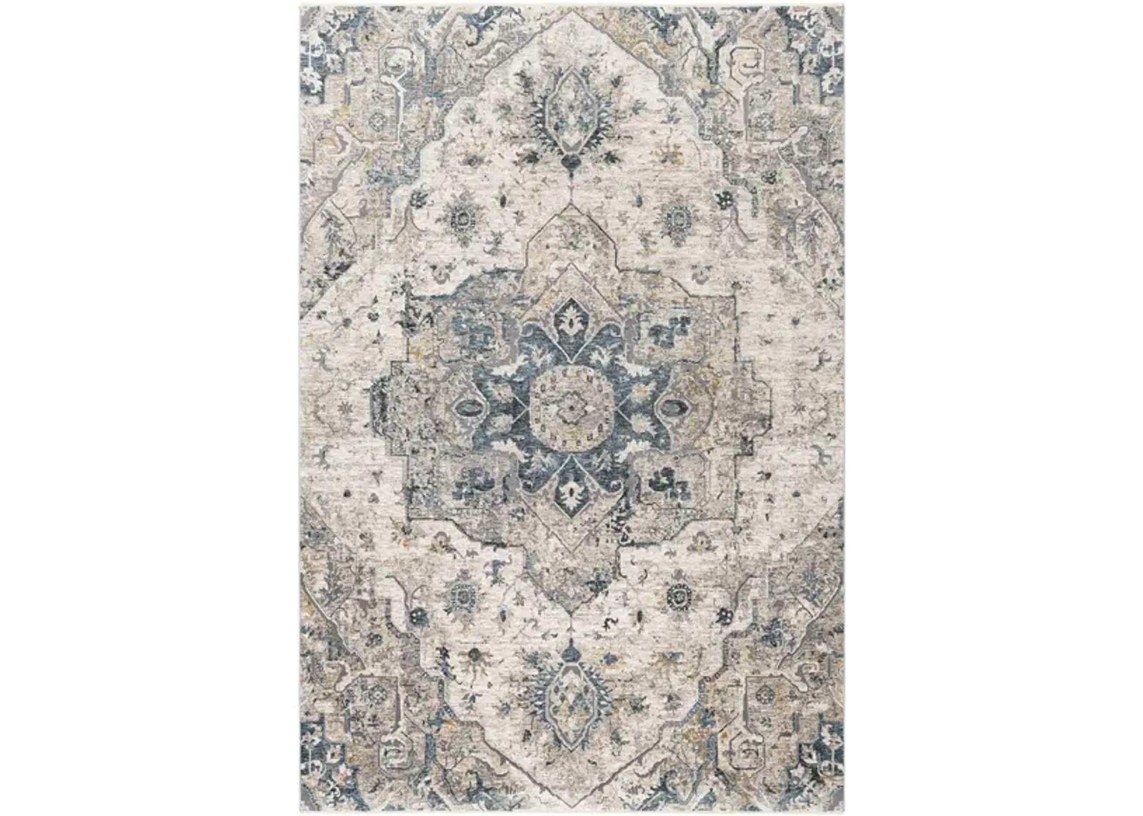 Caerdyf Shotton Area Rug in Teal, Ivory, Gray, Camel by Surya