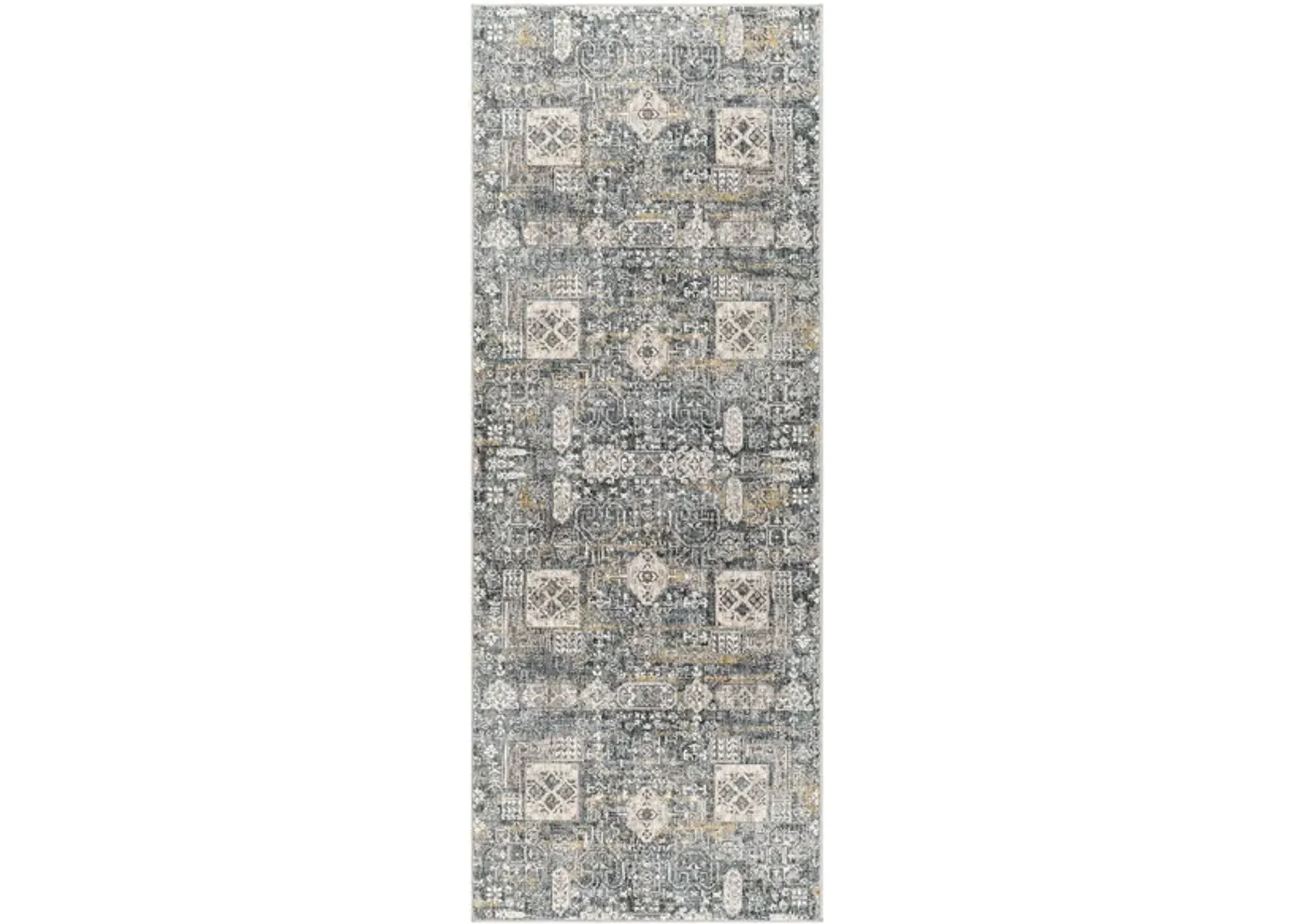 Caerdyf Tywyn Area Rug in Teal, Gray, Ivory, Charcoal by Surya