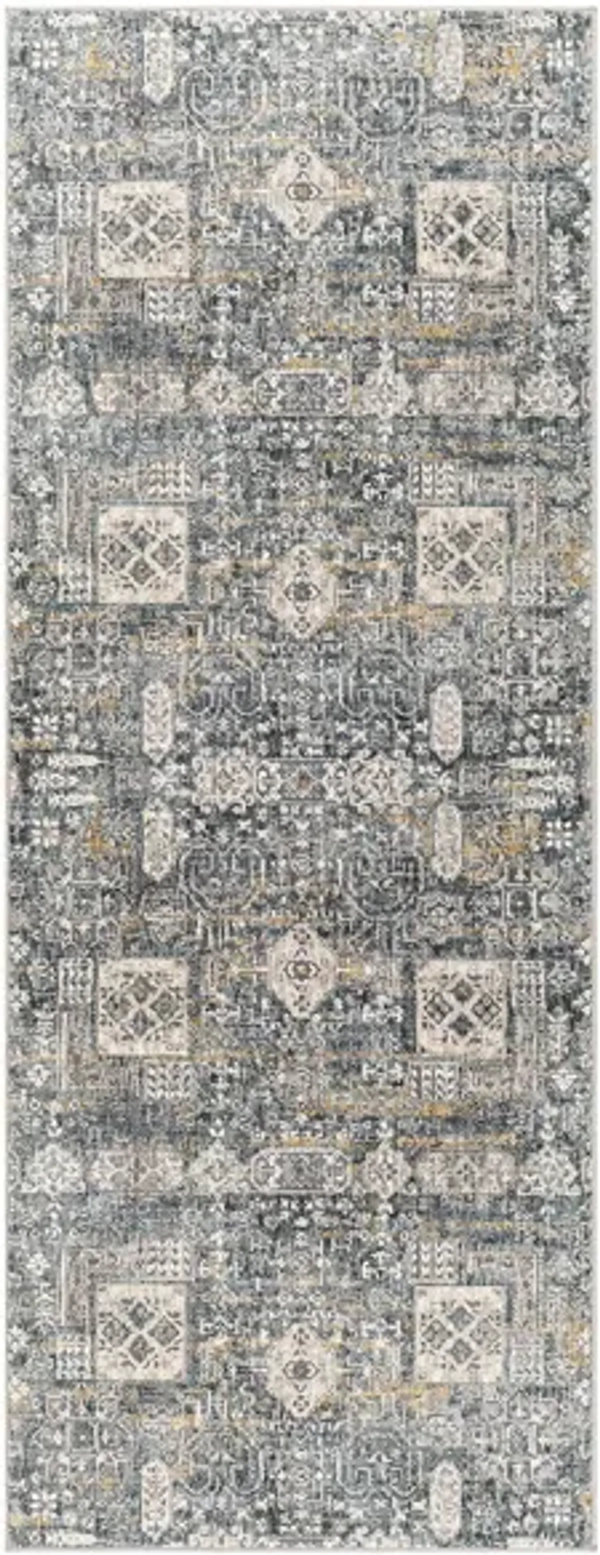 Caerdyf Tywyn Area Rug in Teal, Gray, Ivory, Charcoal by Surya