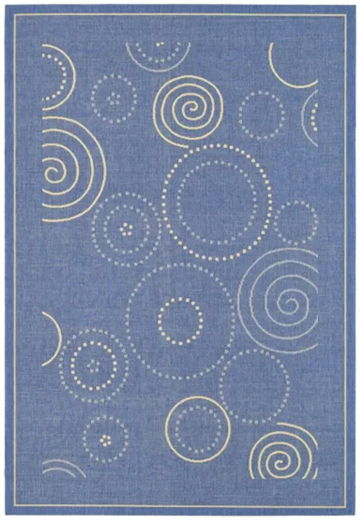 Courtyard Circles Indoor/Outdoor Area Rug in Blue & Natural by Safavieh