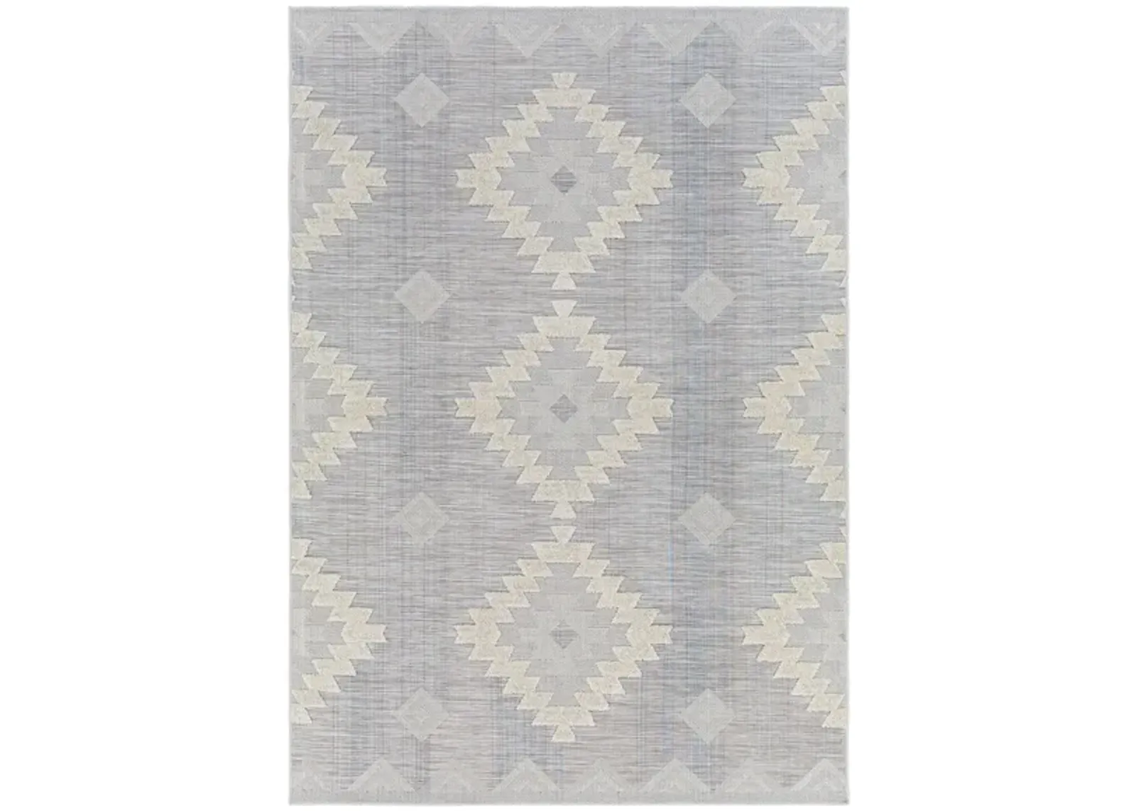 Murcia Francisco Indoor/Outdoor Area Rug in Gray, Light Gray, Cream, Brick Red, Dark Blue, Sky Blue by Surya