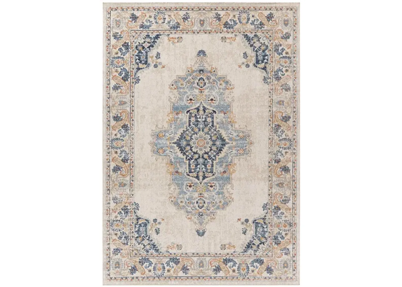 Huntington Beach Nouveau Indoor/Outdoor Area Rug in Oatmeal, Aqua, Dark Blue, Orange, Medium Brown, Medium Gray, Saffron, Dusty Coral, Red, Cream by Surya