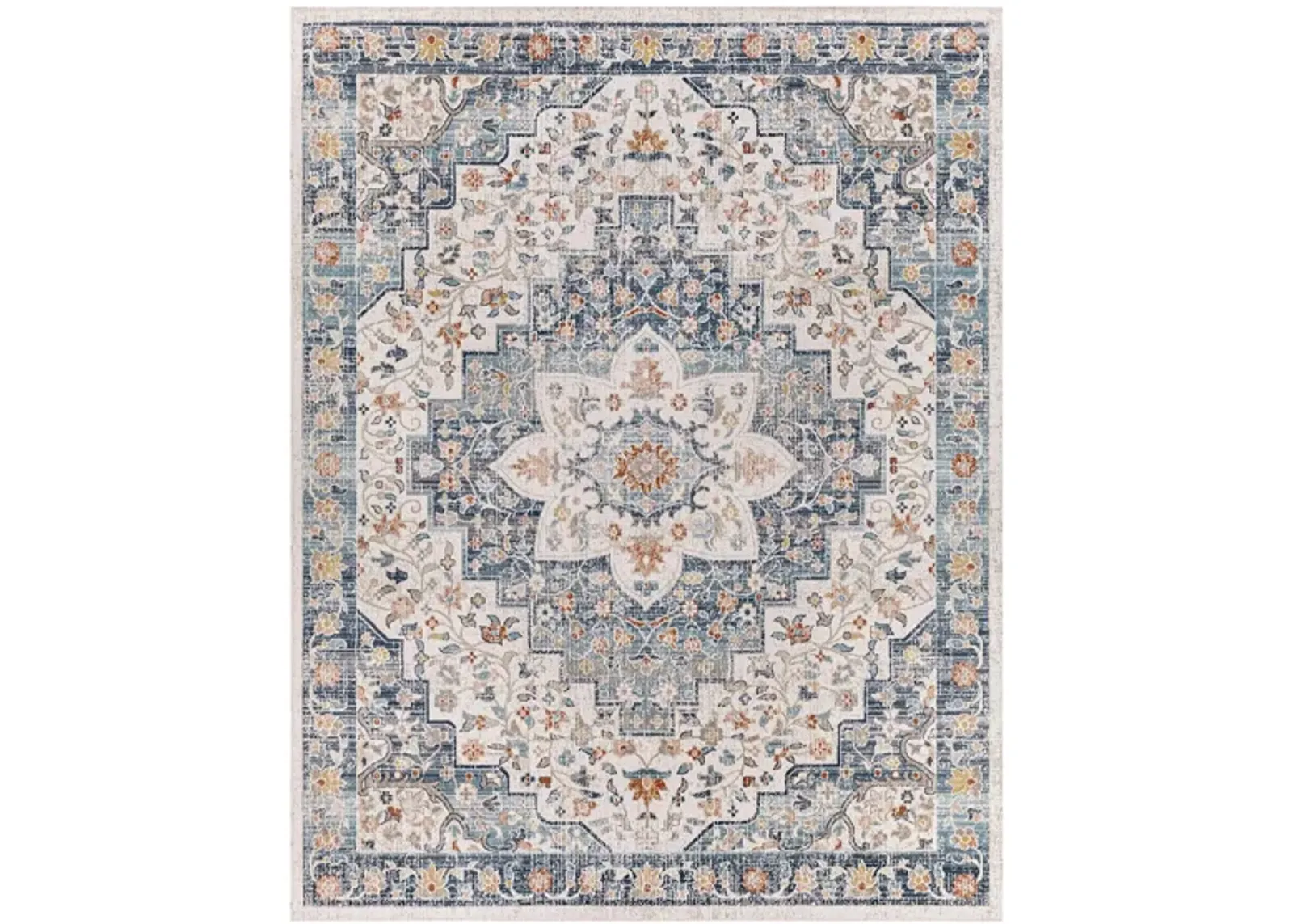 Huntington Beach Woodstock Indoor/Outdoor Area Rug in Navy, Denim, Brick Red, Tan, Medium Gray, Cream, Light Beige by Surya