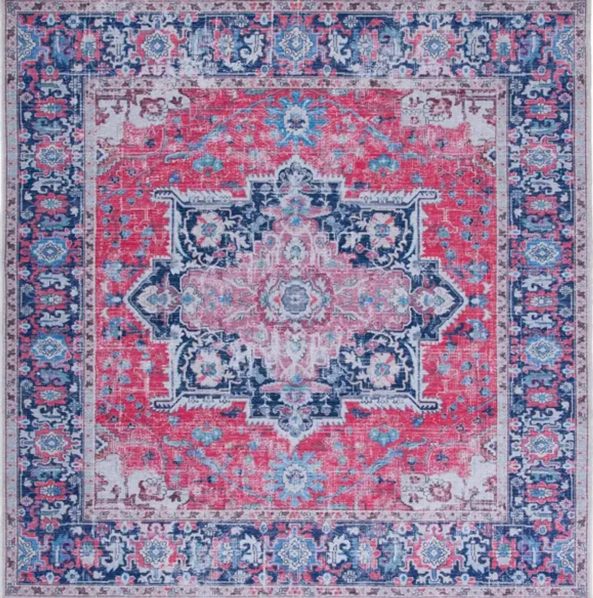 Serapi Area Rug in Red & Navy by Safavieh