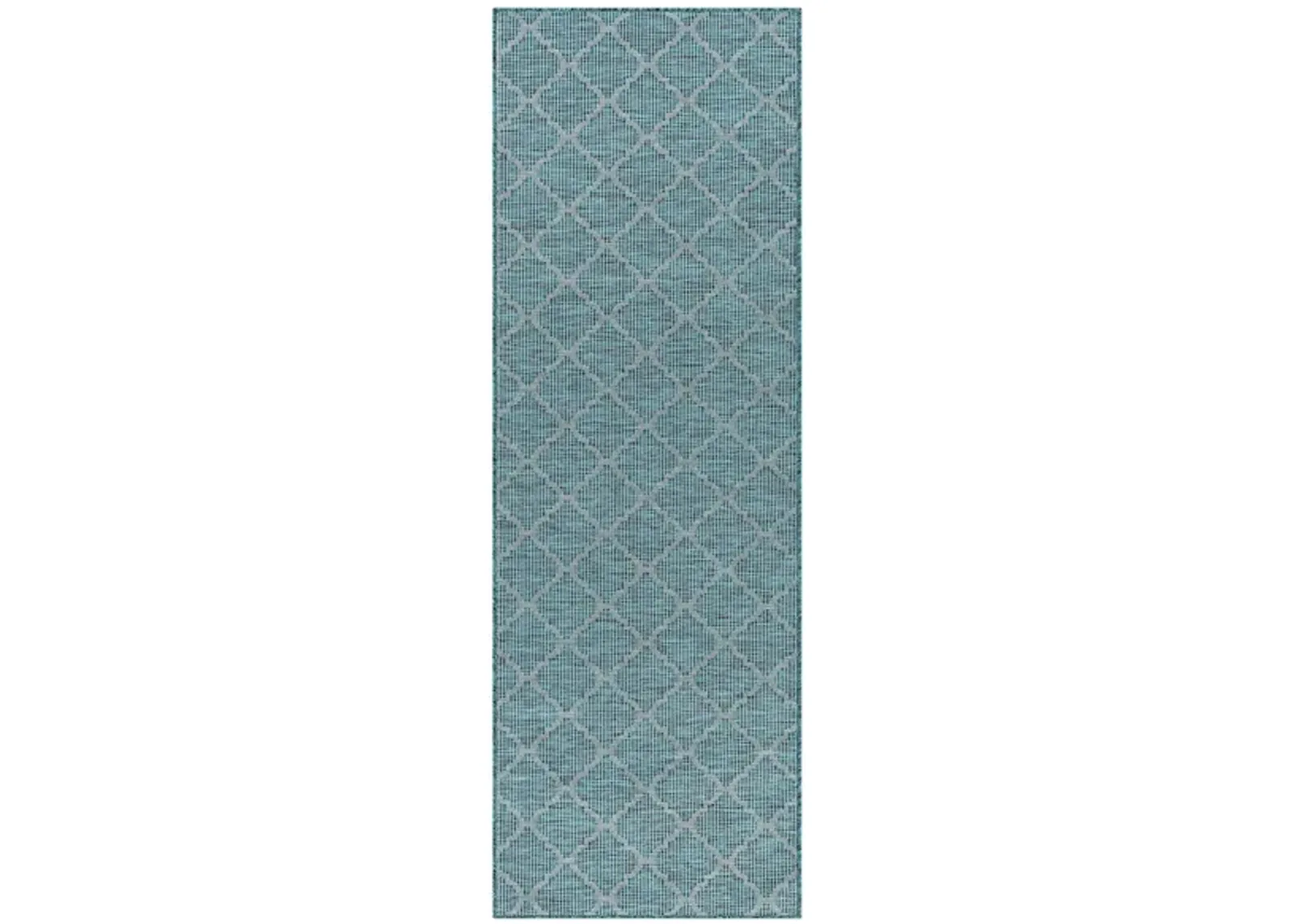 Pasadena Sage Indoor/Outdoor Runner Rug in Aqua, Black by Surya