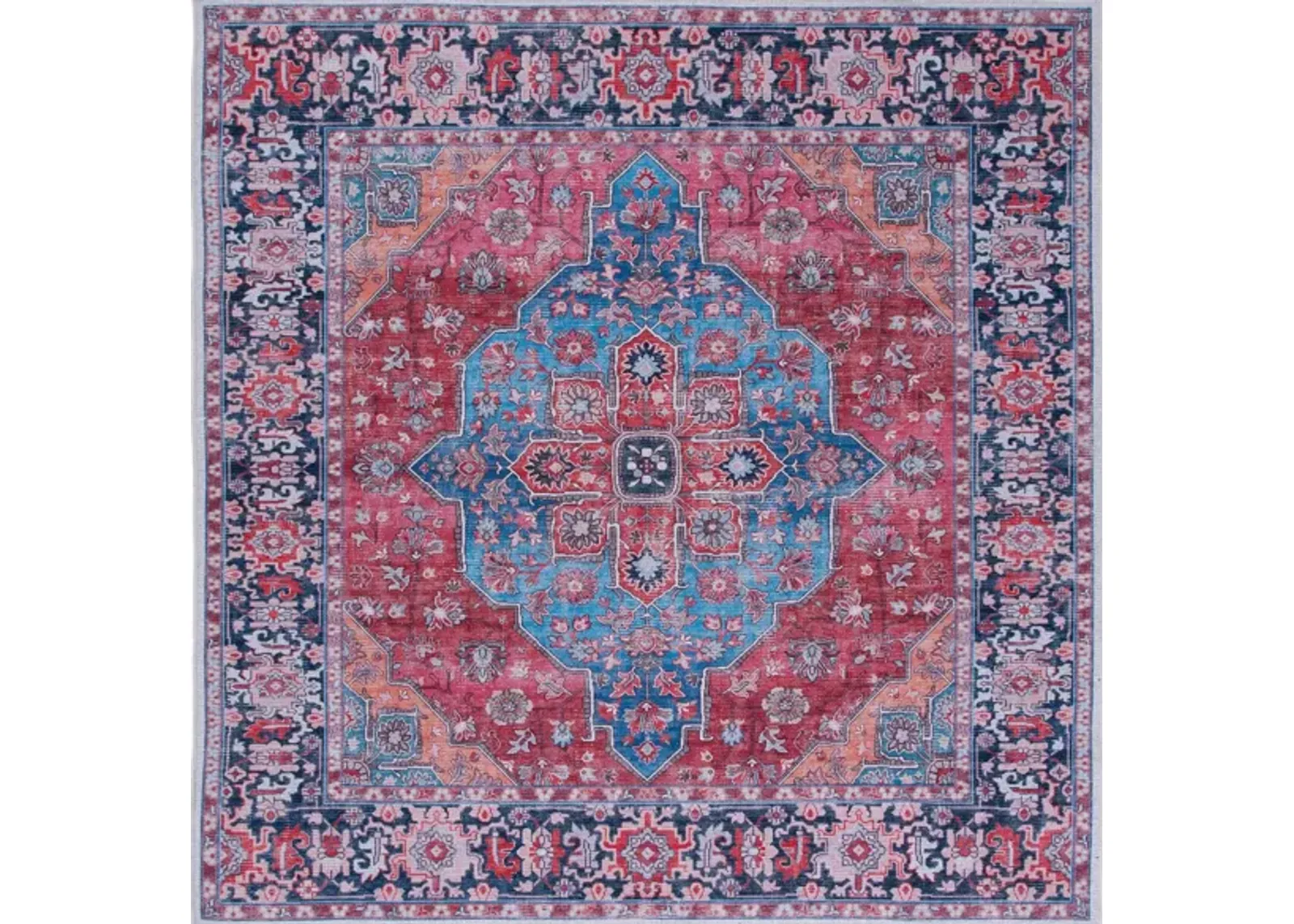 Serapi Area Rug in Blue & Rust by Safavieh