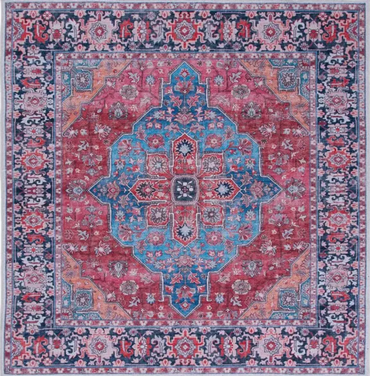 Serapi Area Rug in Blue & Rust by Safavieh