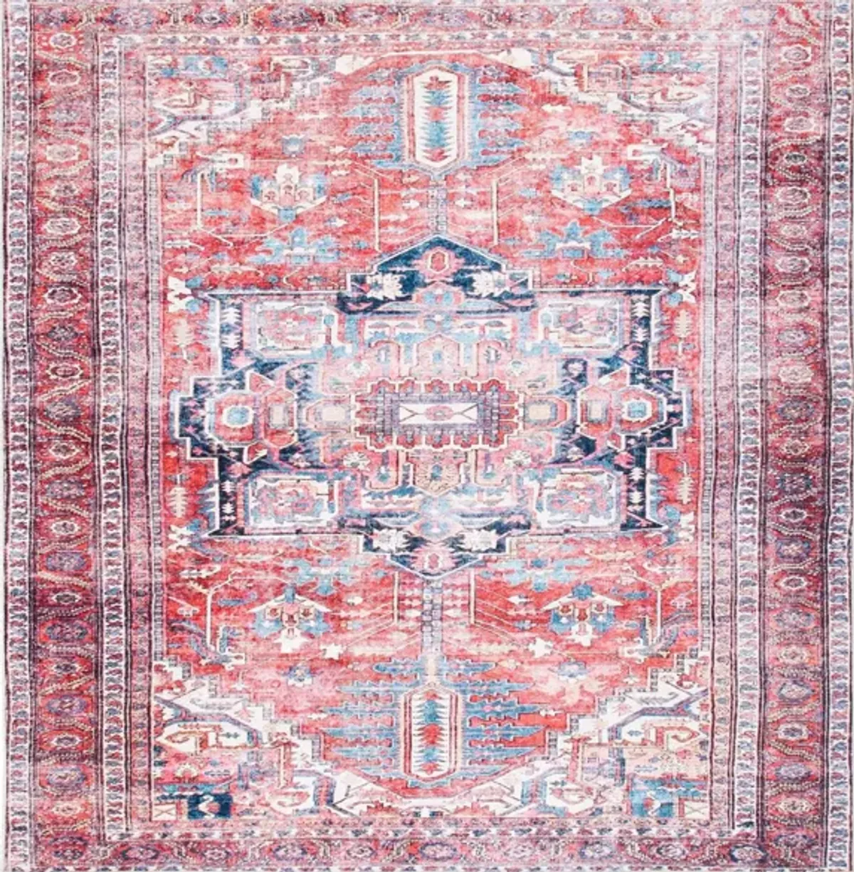 Serapi Area Rug in Red & Navy by Safavieh