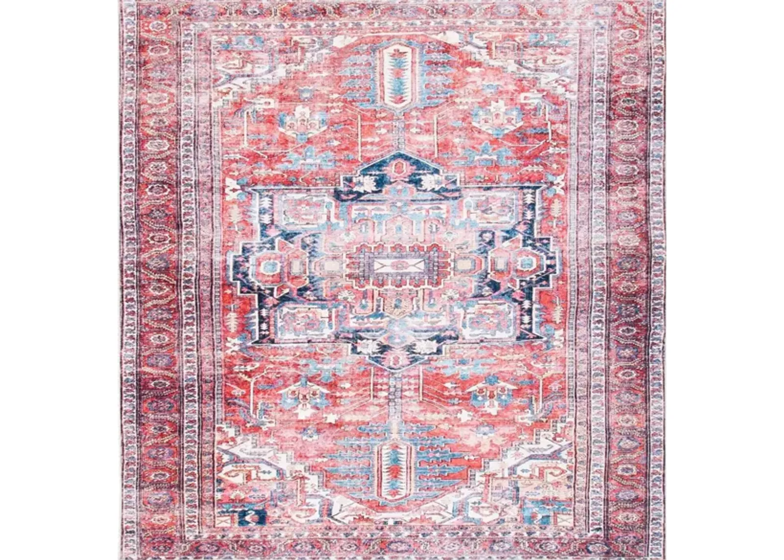 Serapi Area Rug in Red & Navy by Safavieh