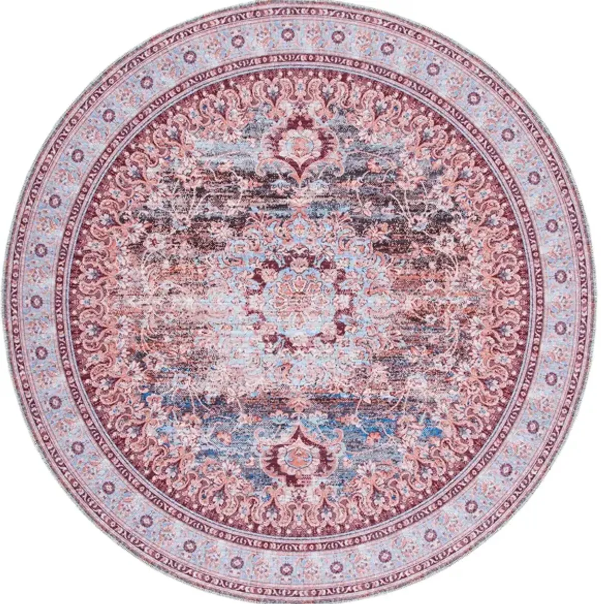 Serapi Area Rug in Light Blue & Red by Safavieh