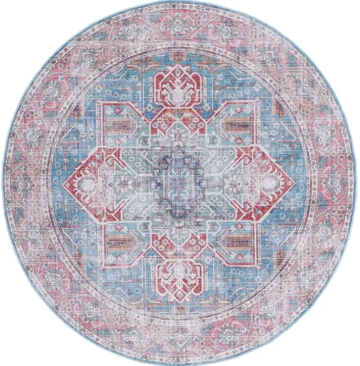 Serapi Area Rug in Blue & Rust by Safavieh