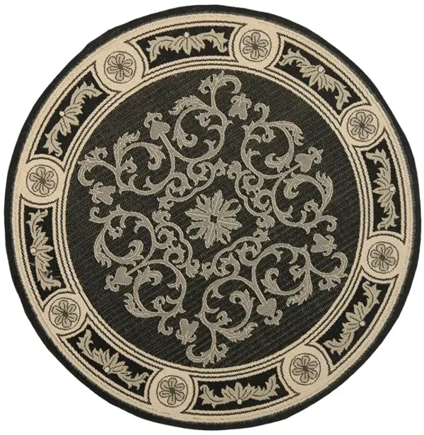 Courtyard Bordered Indoor/Outdoor Area Rug Round