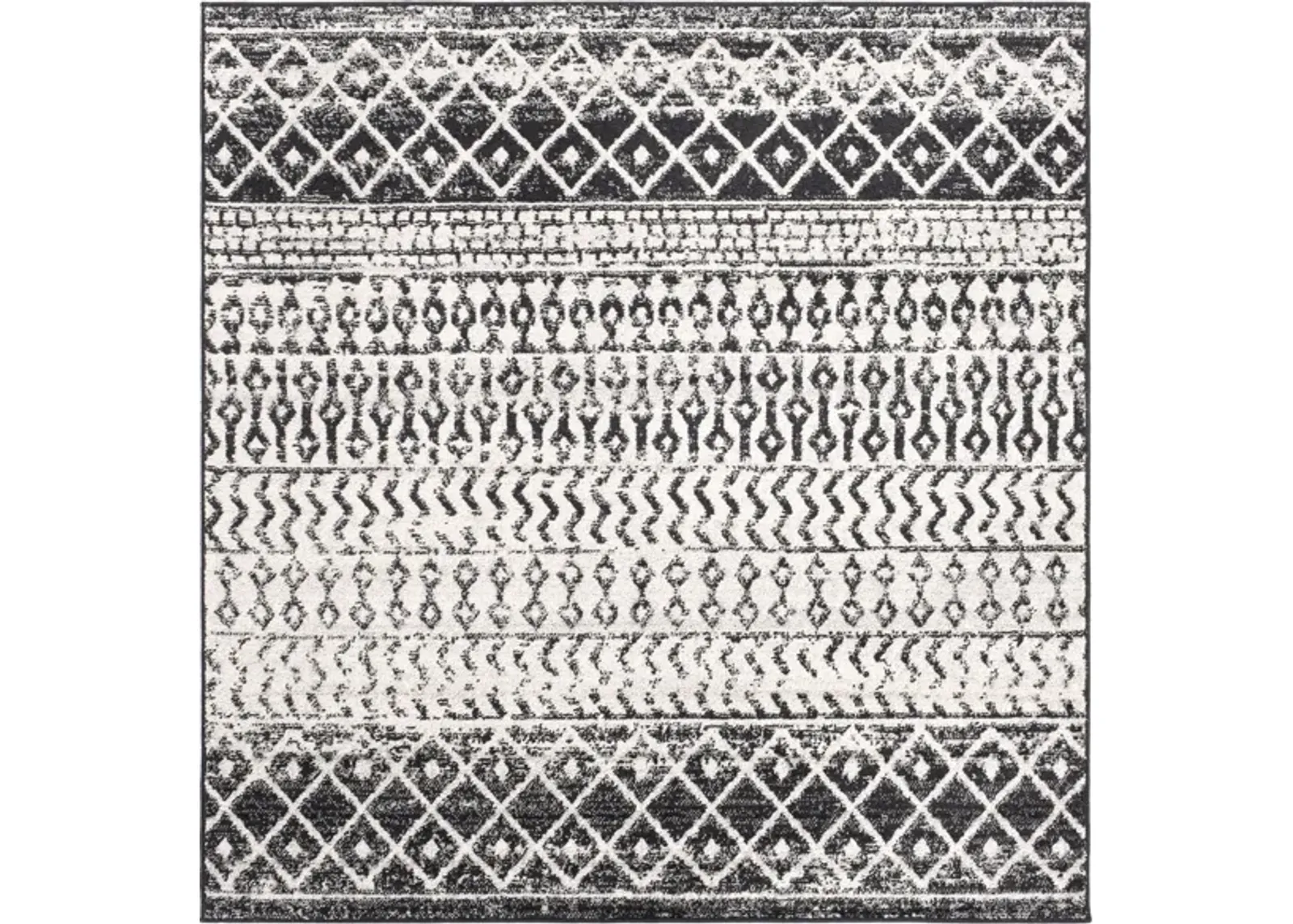 Elaziz Area Rug in Black, Light Gray, Medium Gray, White by Surya