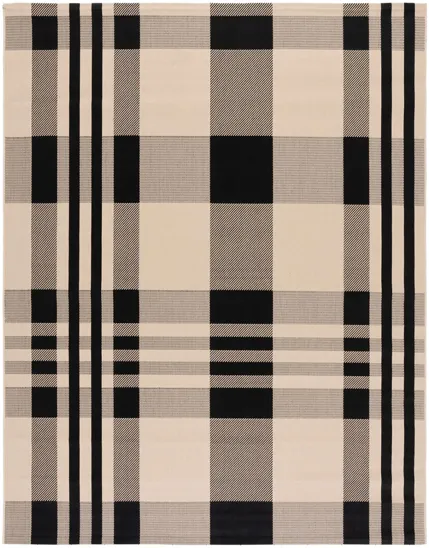 Courtyard Plaid Indoor/Outdoor Area Rug in Black & Bone by Safavieh