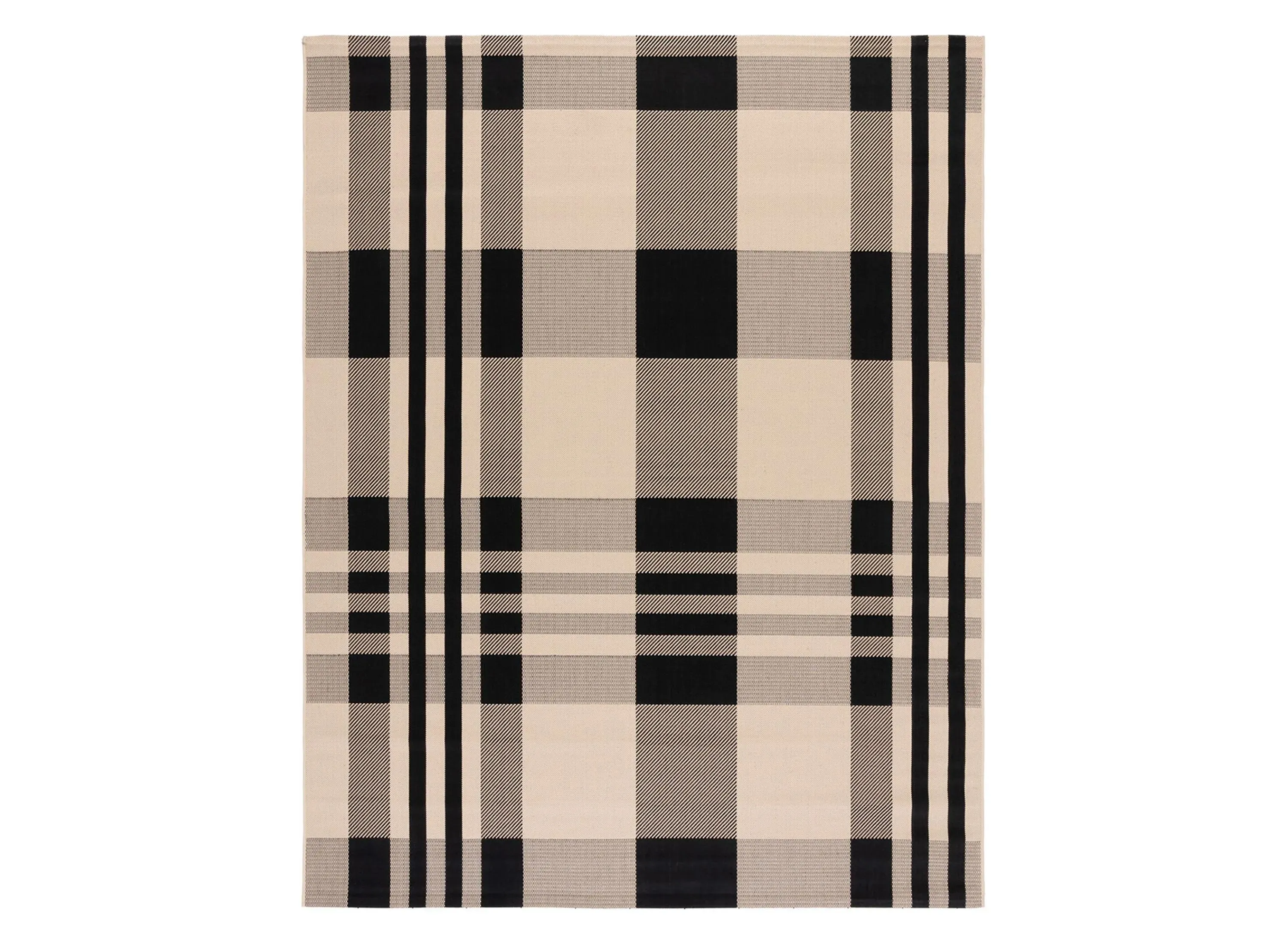 Courtyard Plaid Indoor/Outdoor Area Rug in Black & Bone by Safavieh