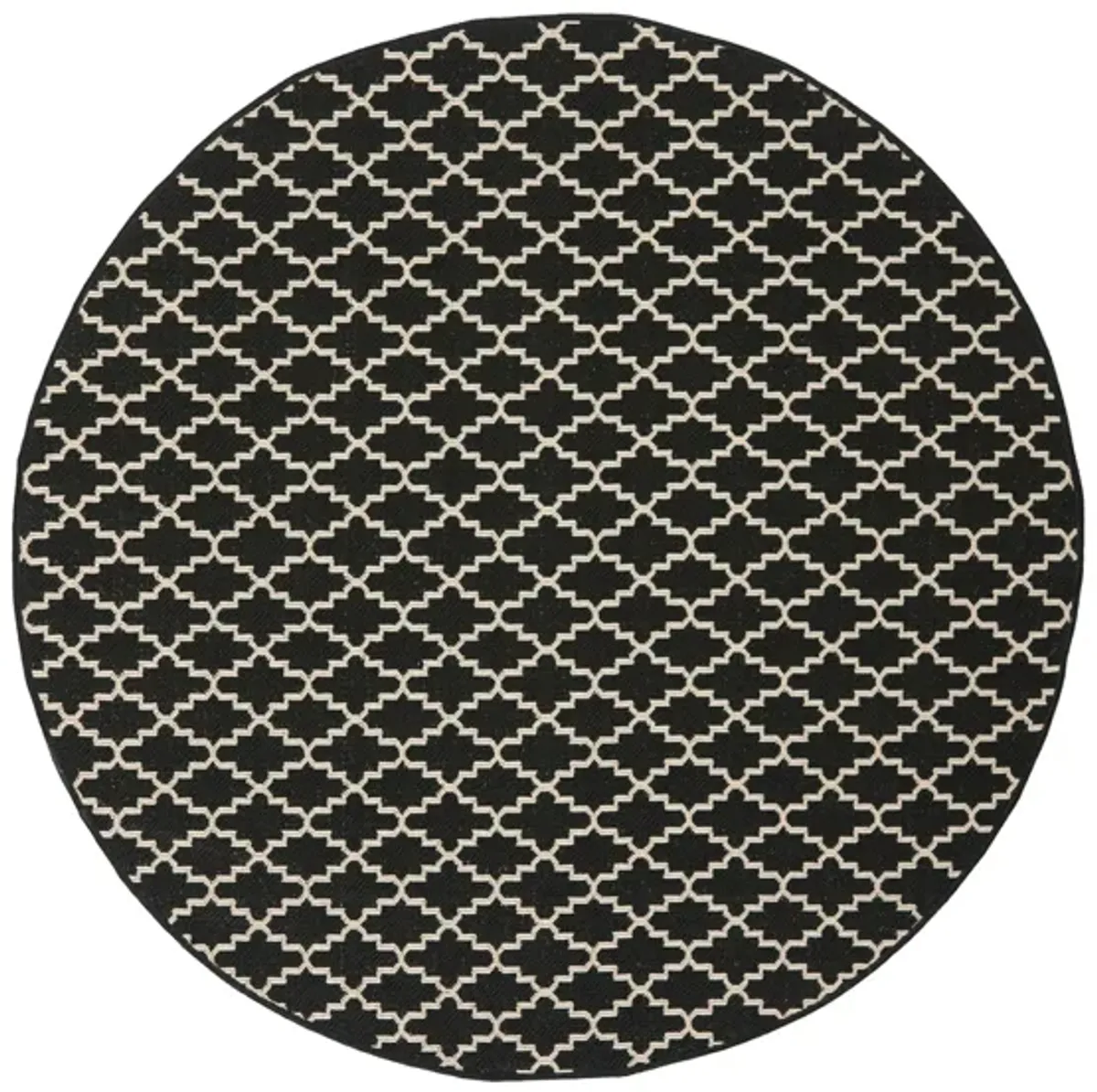 Courtyard Link Indoor/Outdoor Area Rug Round in Black & Beige by Safavieh