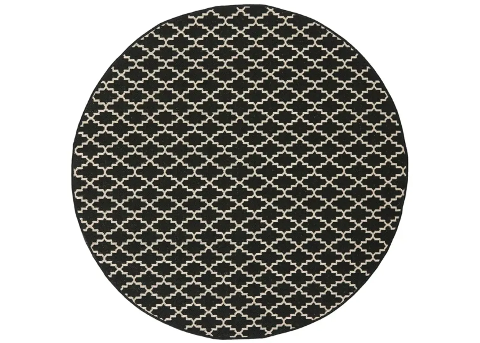 Courtyard Link Indoor/Outdoor Area Rug Round in Black & Beige by Safavieh