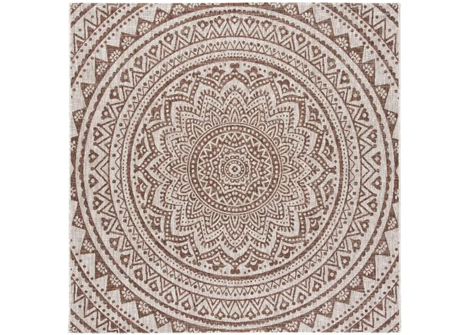 Courtyard Mandala Indoor/Outdoor Area Rug in Light Beige & Light Brown by Safavieh