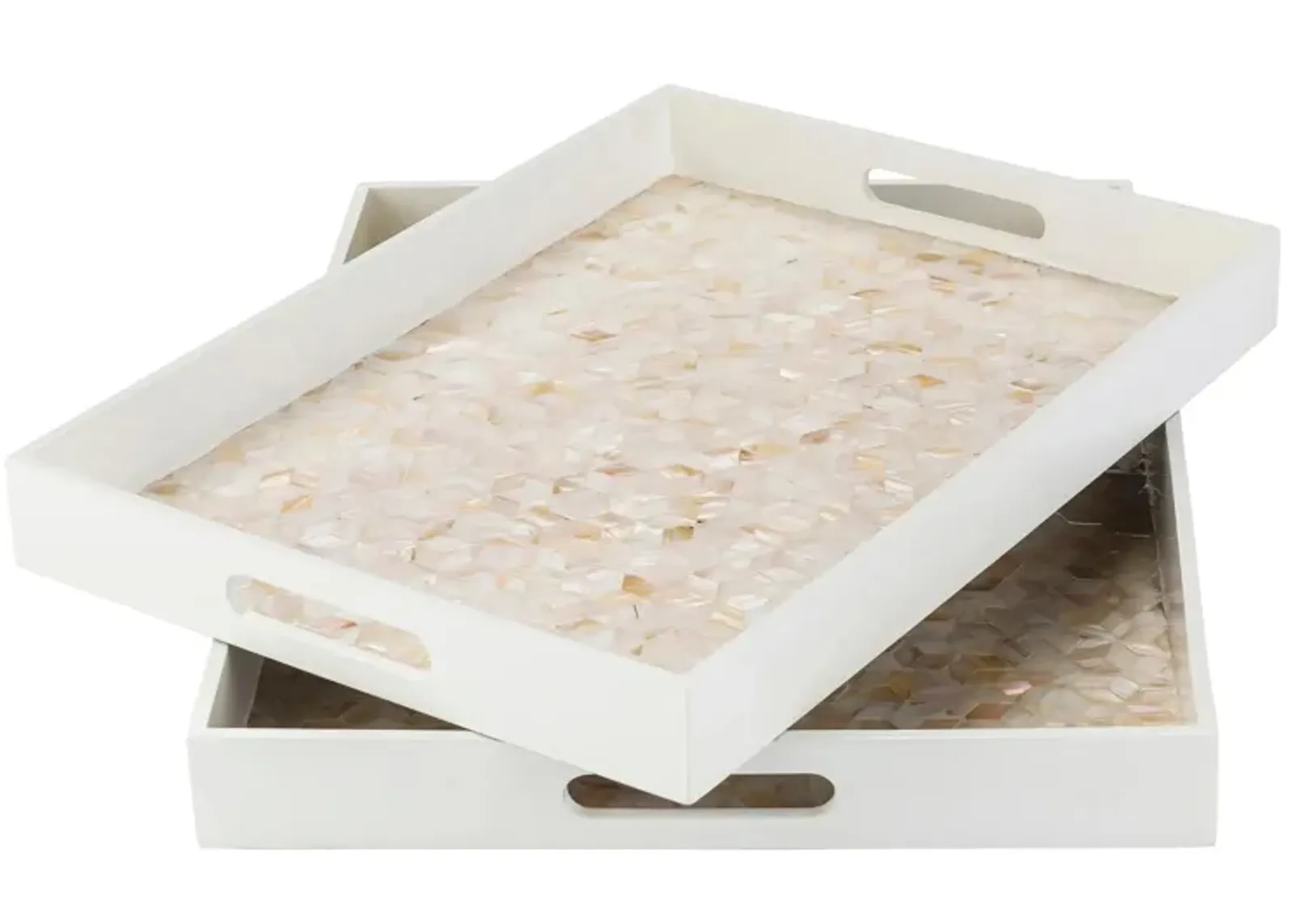 Alessandra Tray Set in White, Butter, Beige, Camel by Surya