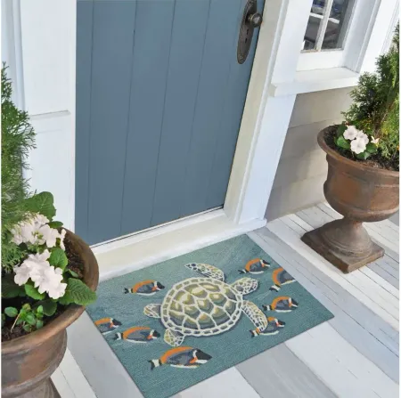 Frontporch Turtle And Fish Rug in Ocean by Trans-Ocean Import Co Inc