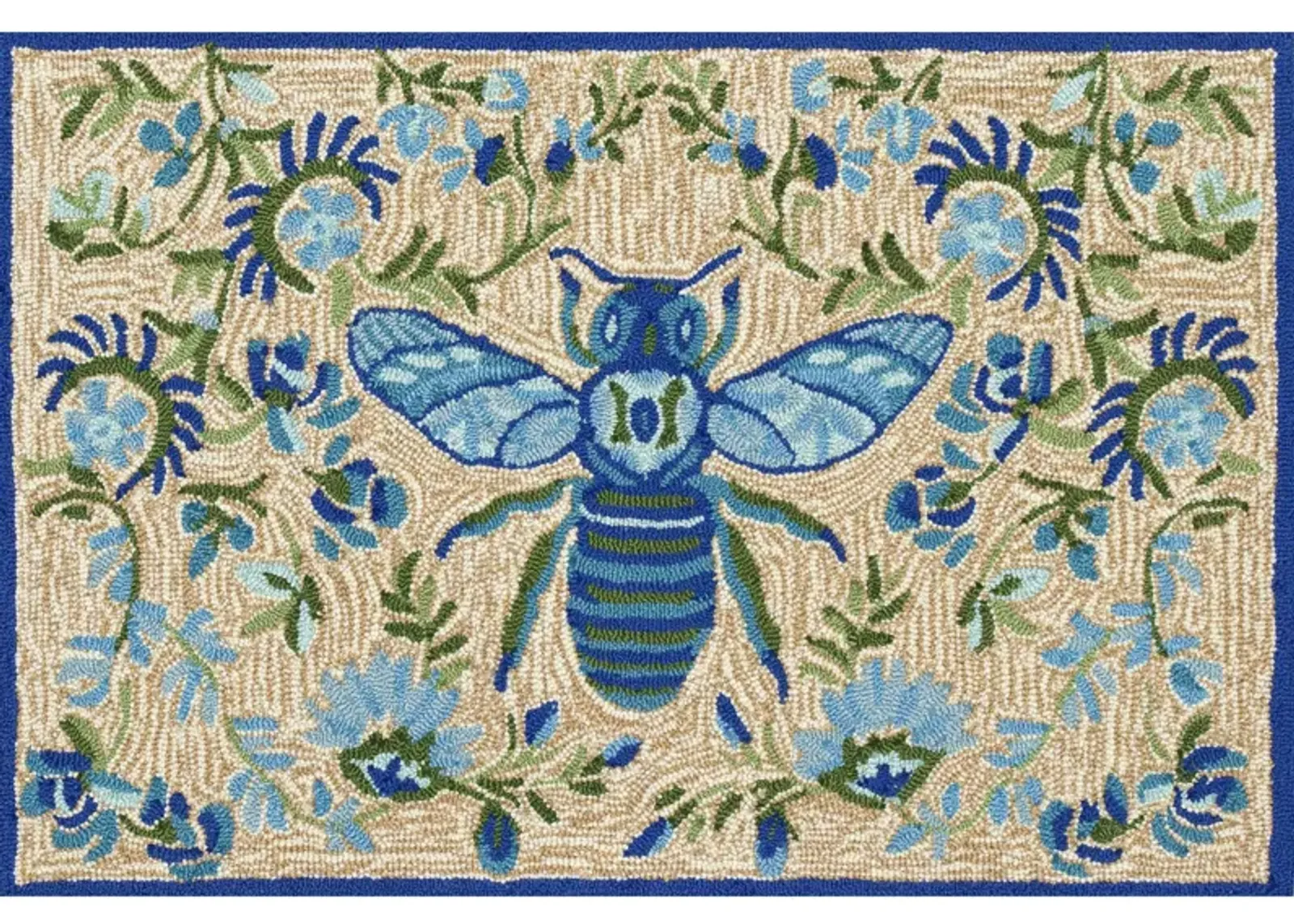 Frontporch Flora Bee Rug in Blue/natural by Trans-Ocean Import Co Inc