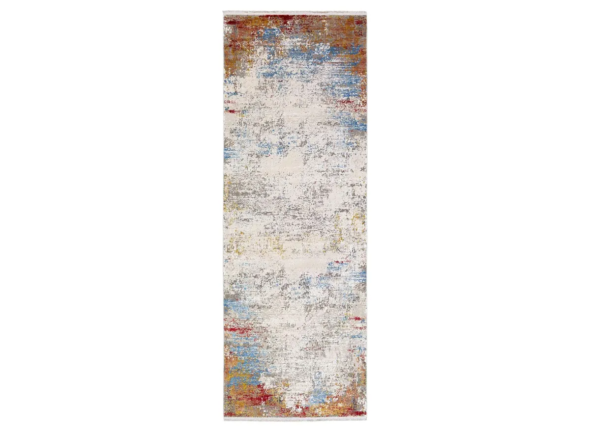 Solaris Autumn Rug in Burnt Orange, Bright Yellow, Bright Red, Sky Blue, White, Taupe, Medium Gray by Surya