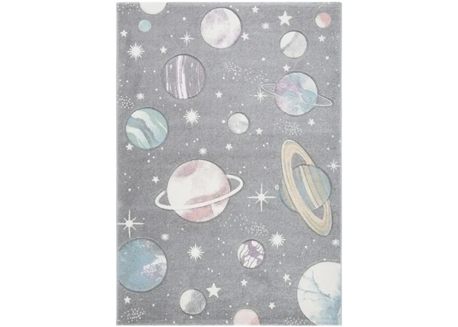 Carousel Planets Kids Area Rug in Gray & Lavender by Safavieh