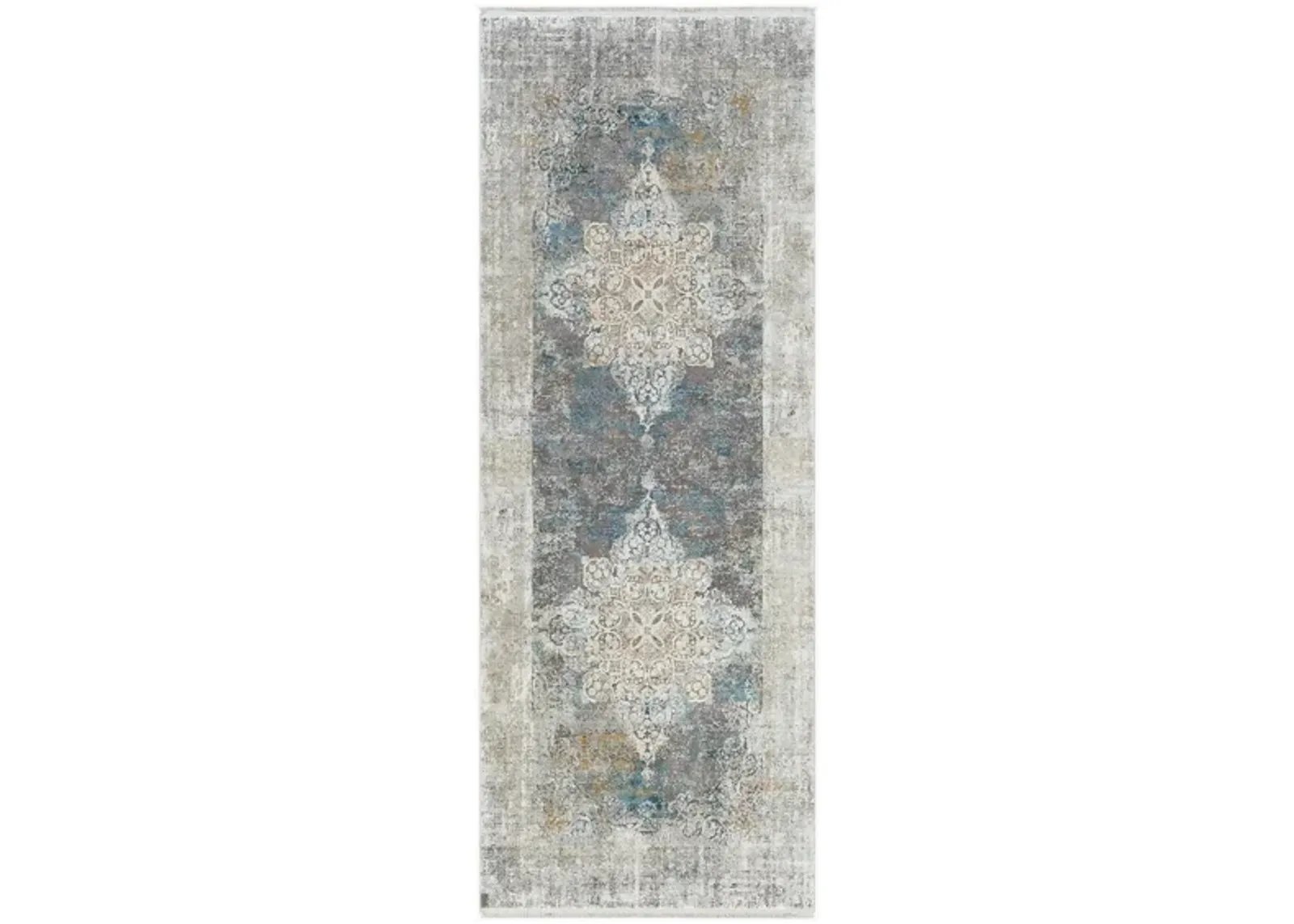 Solaris Topaz Rug in Sky Blue, Dark Blue, Taupe, Medium Gray, Light Gray, White, Bright Yellow by Surya