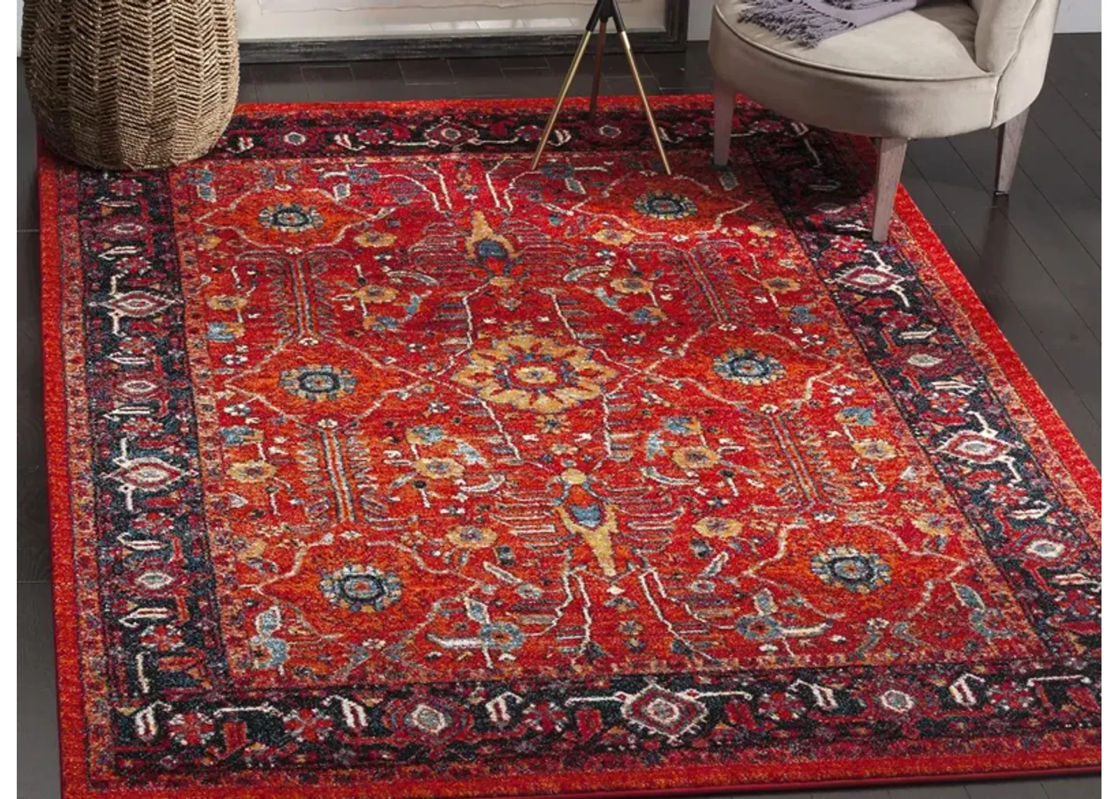 Vintage Hamadan I Area Rug in Orange & Navy by Safavieh