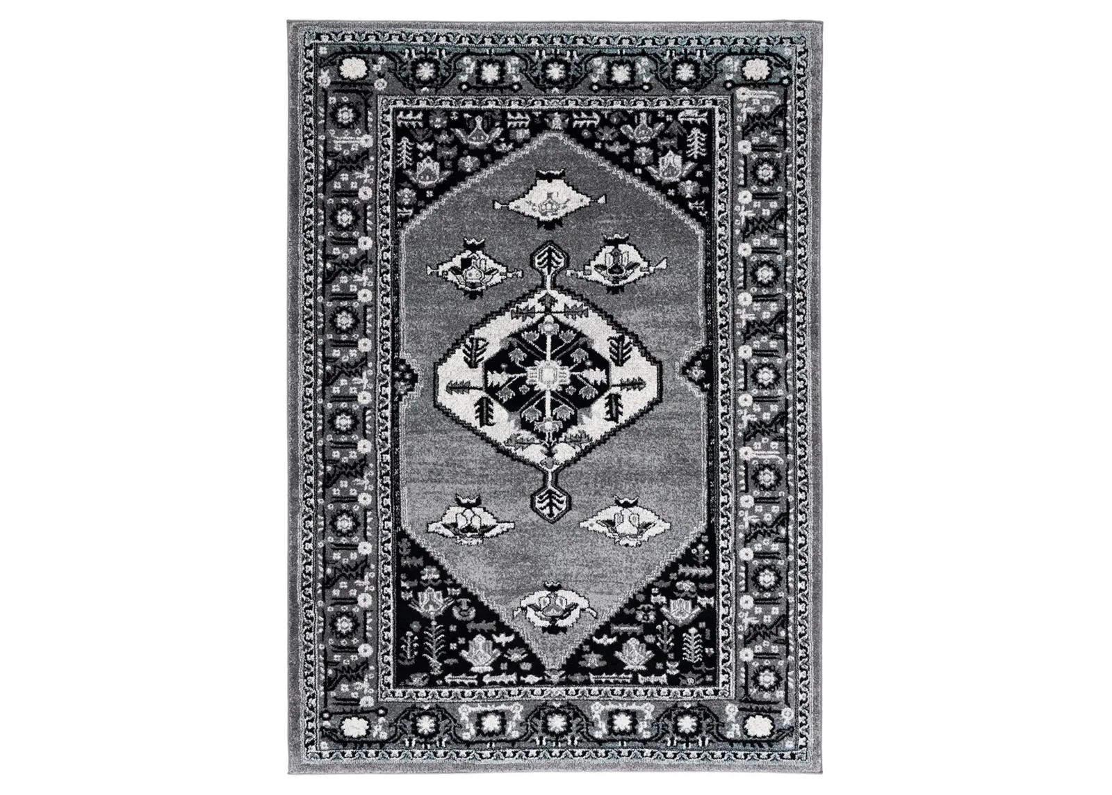 Vintage Hamadan III Area Rug in Grey & Black by Safavieh