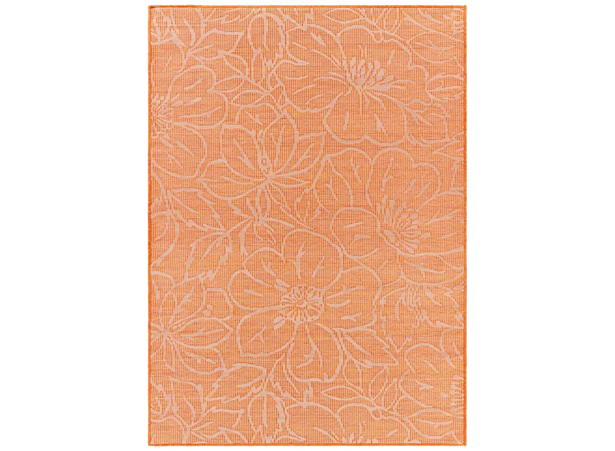 Pasadena Floral Indoor/Outdoor Area Rug in Orange by Surya