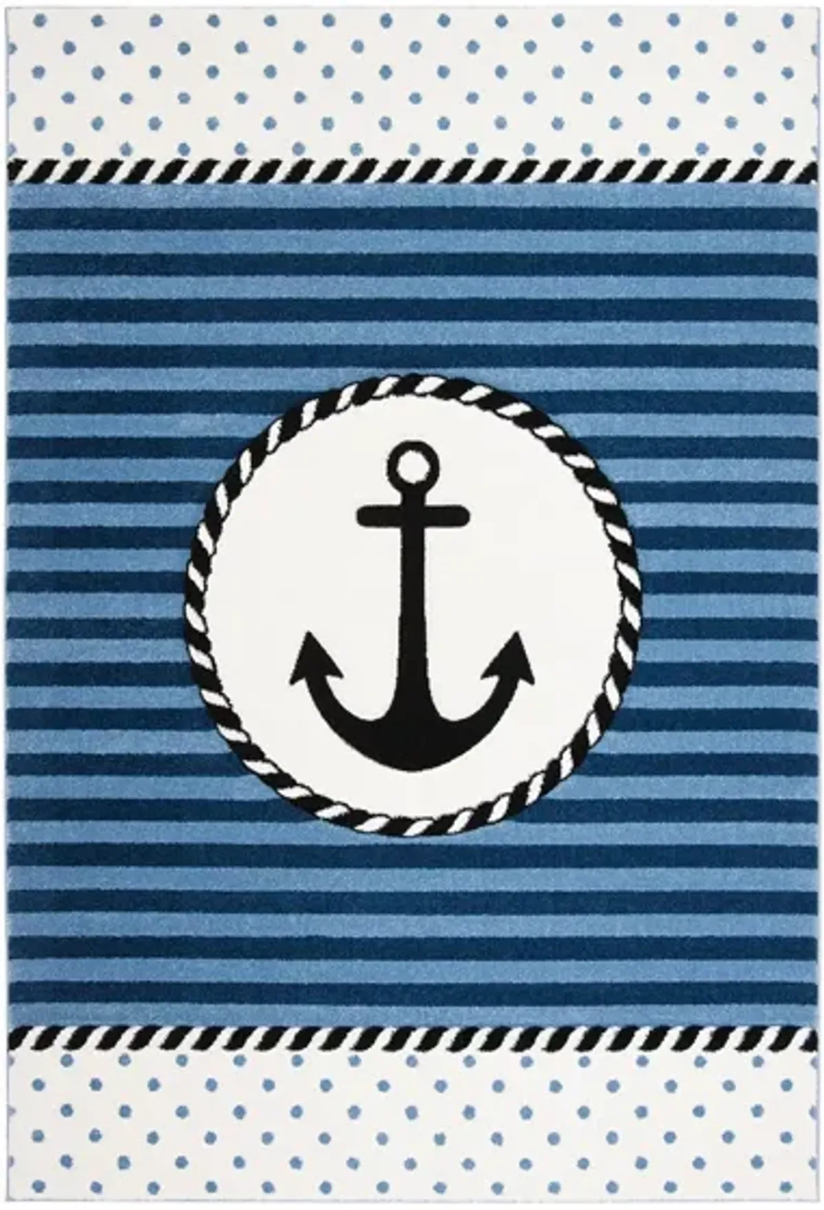 Carousel Anchor Kids Area Rug in Navy & Ivory by Safavieh