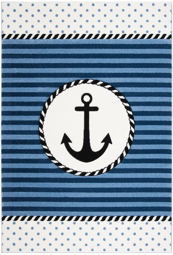 Carousel Anchor Kids Area Rug in Navy & Ivory by Safavieh