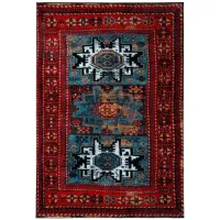Zagros Red Area Rug in Red & Light Blue by Safavieh