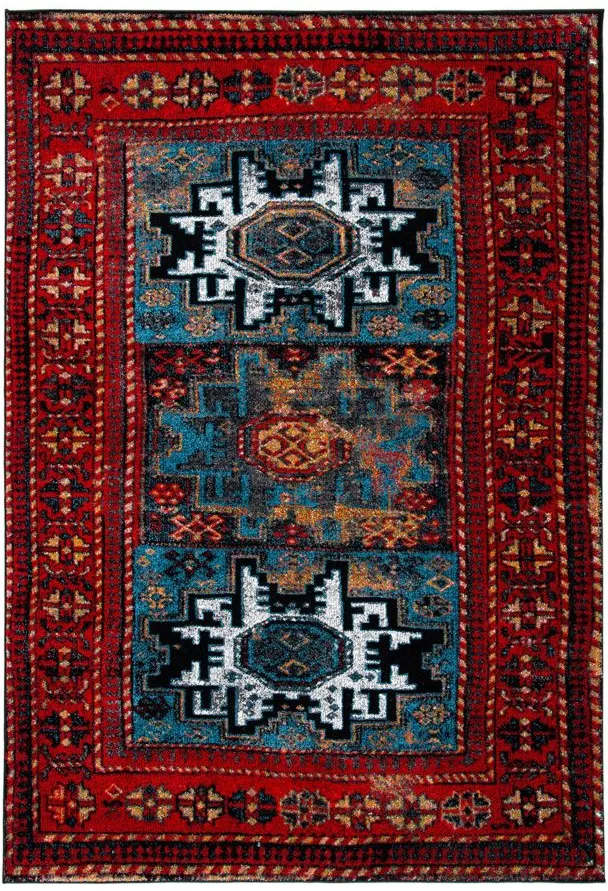 Zagros Red Area Rug in Red & Light Blue by Safavieh