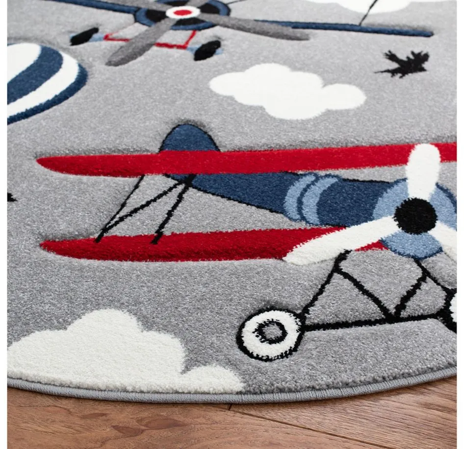 Carousel Airplanes Kids Area Rug Round