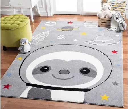 Carousel Sloth Kids Area Rug in Gray & Ivory by Safavieh